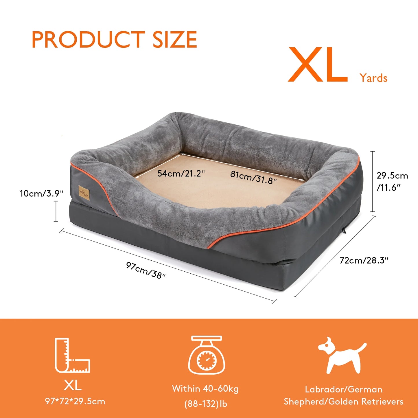 L XL 2XL 3XL Dog Bed Super Soft Orthopedic Foam Pet Bed
