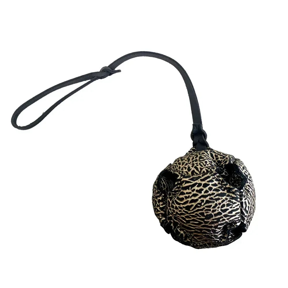 Leather Dog Training Ball Toy with Handle Soft Puppy Reward Fetch Catch Tug Toy