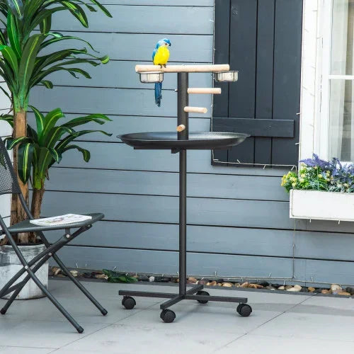 PawHut Bird Play Stand Portable Parrot Perch With Wheels