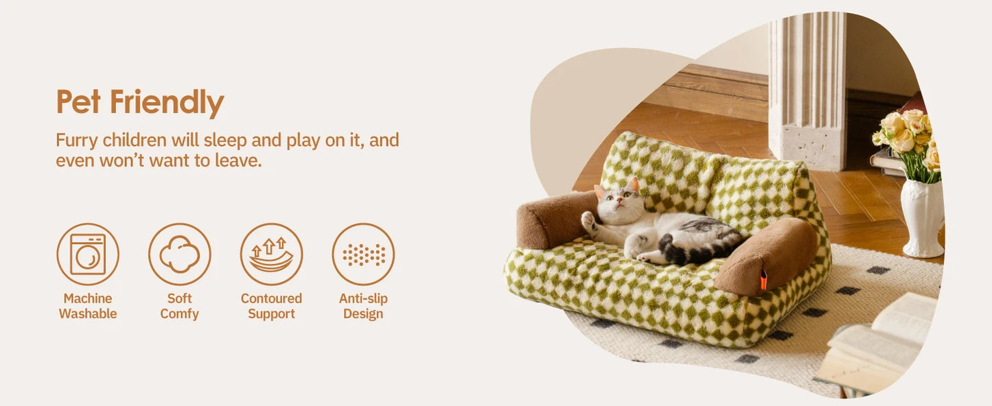 Mewoofun Pet Couch Bed 26x19 Washable Cat Bed for Dogs