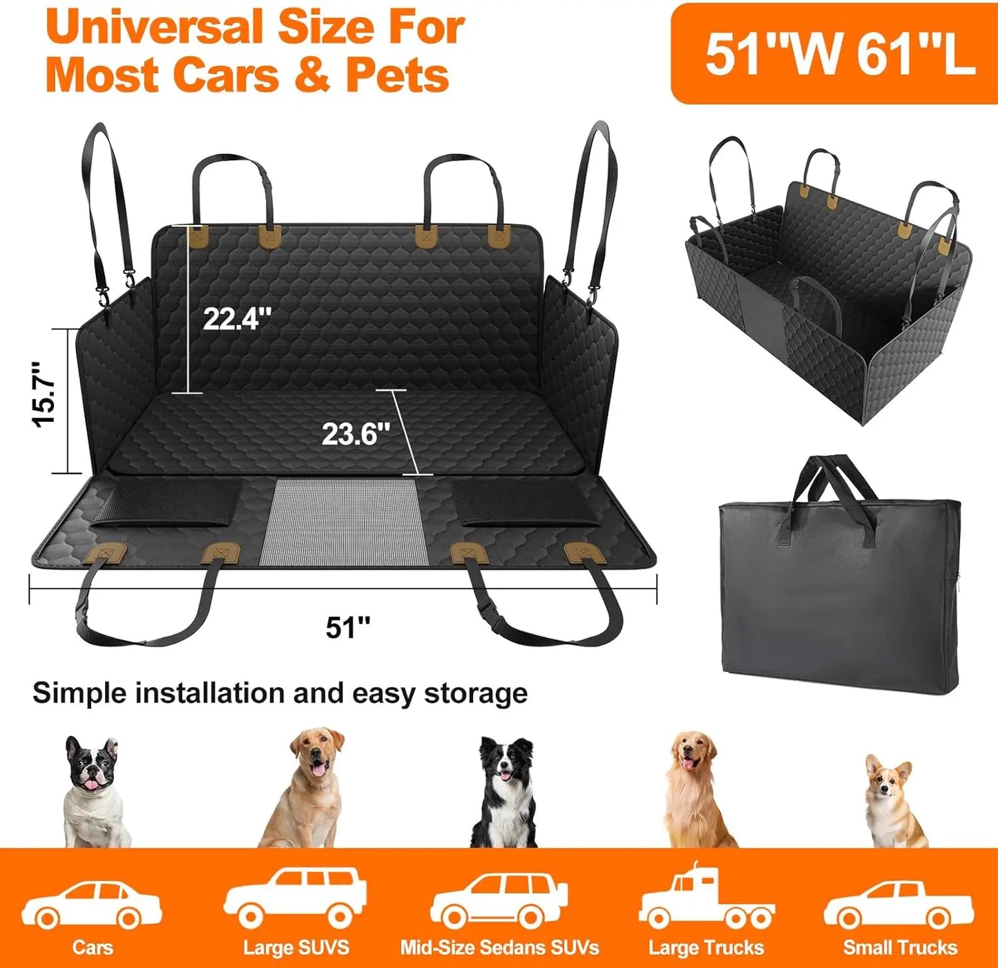 Waterproof Pet Travel Accessories Foldable Dog Car Seat Protector