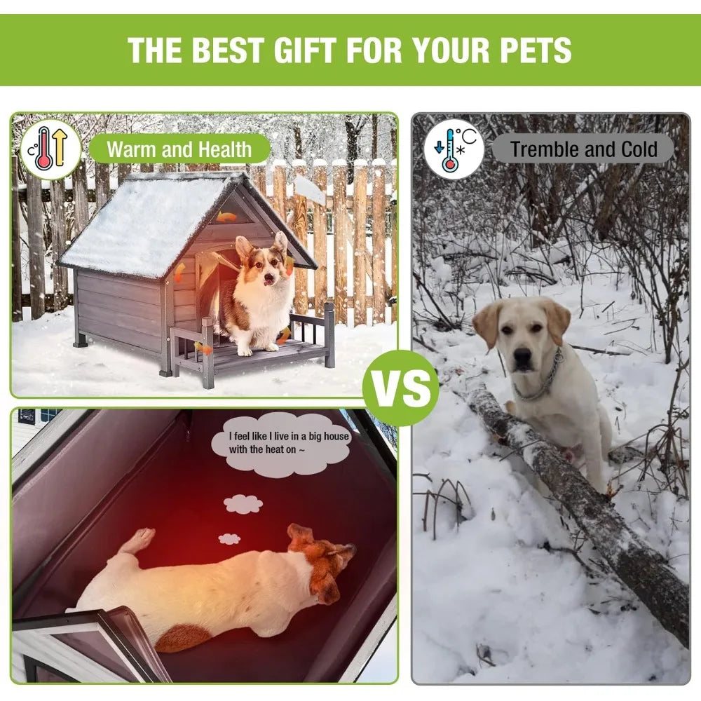 Outdoor Dog House 100 Percent Insulated Dog Kennel with Liner for Winter Thick Material Metal Frame Waterproof