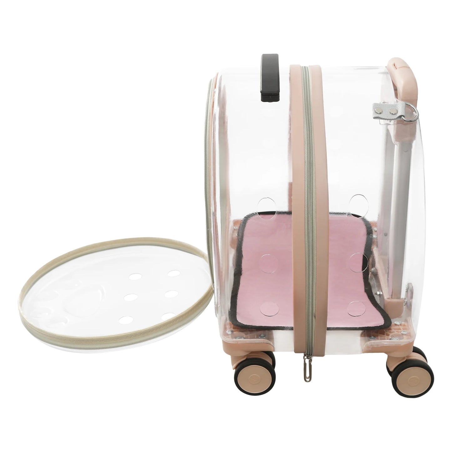 Breathable Waterproof Cat Carrier Rolling Wheels Up To 19 Lbs