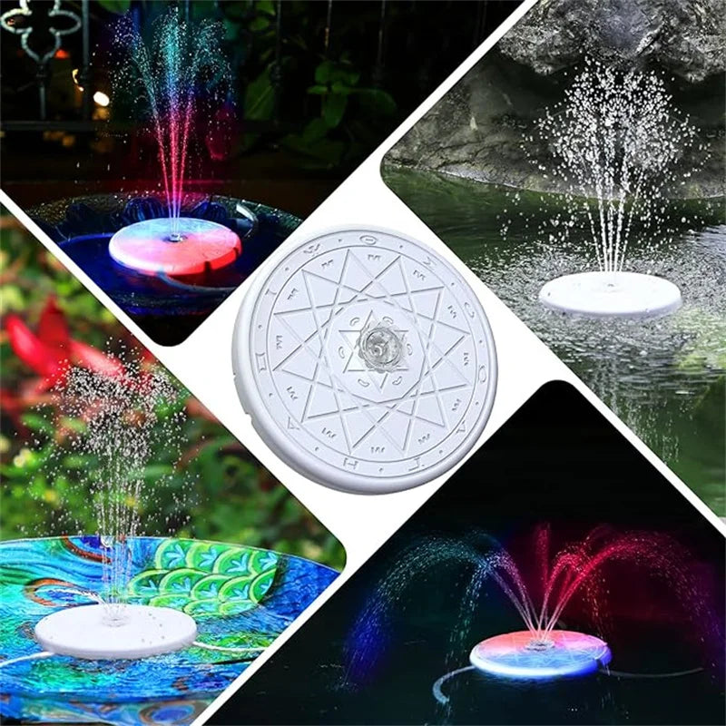 USB LED Water Fountain Pump, Remote Control Floating Pond Fountain with Colorful Led & 3 Etractable Brackets for Bird Bath, Pon