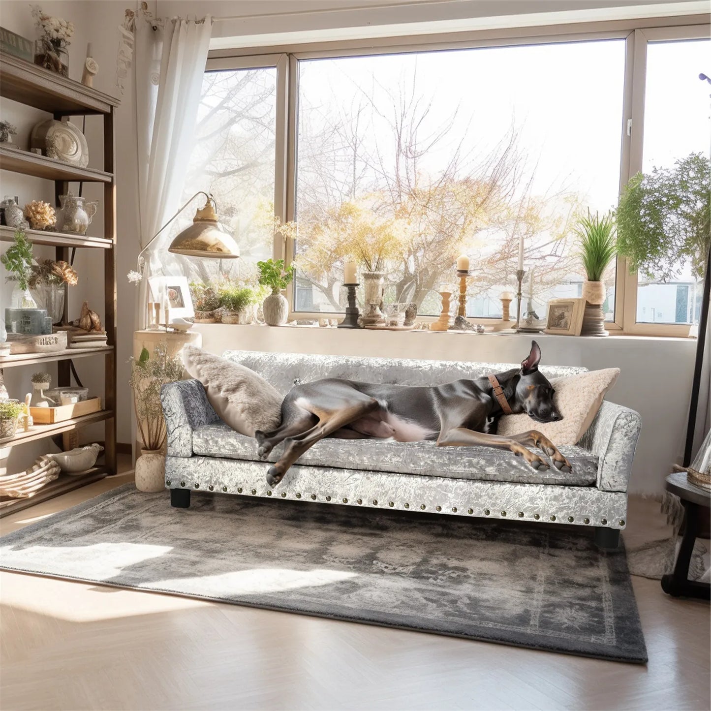 BingoPaw Large Dog Sofa Bed Deluxe Tufted Elevated Couch