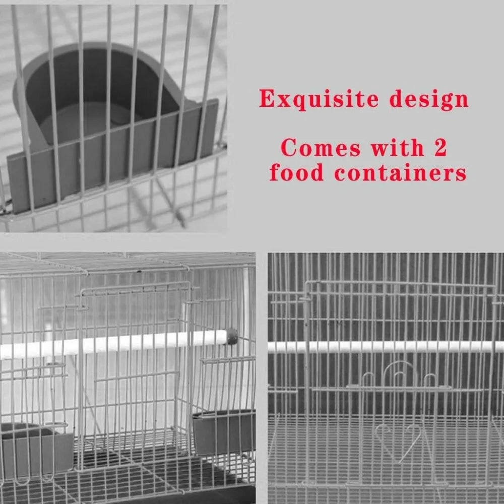 White Bird Cage Iron Wire Parrot Cage with Toy Ladder Drinking Fountain and Bird Nest 60 x 40 x 40 CM
