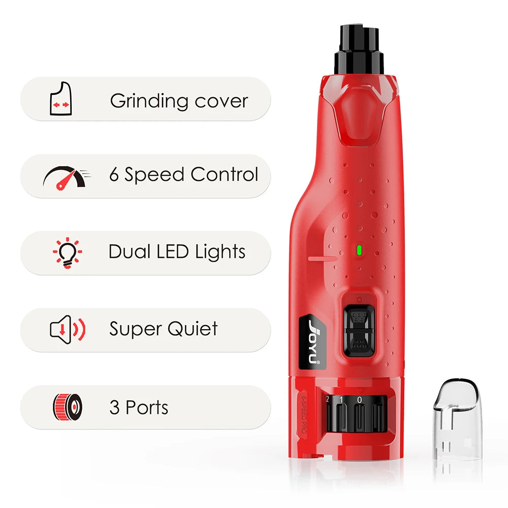 Dog Nail Grinder Dustproof with 2 LED Lights Super Quiet Powerful 6 Speed Nail Trimmer for Small Medium Large Dogs