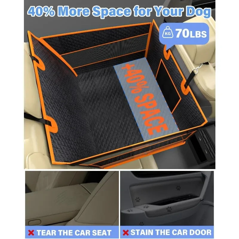 Dog Car Seat for Large Dogs Waterproof Oxford Fabric Foldable Back Seat Extender for Pets 27.5L x 21.6W x 20H Inches