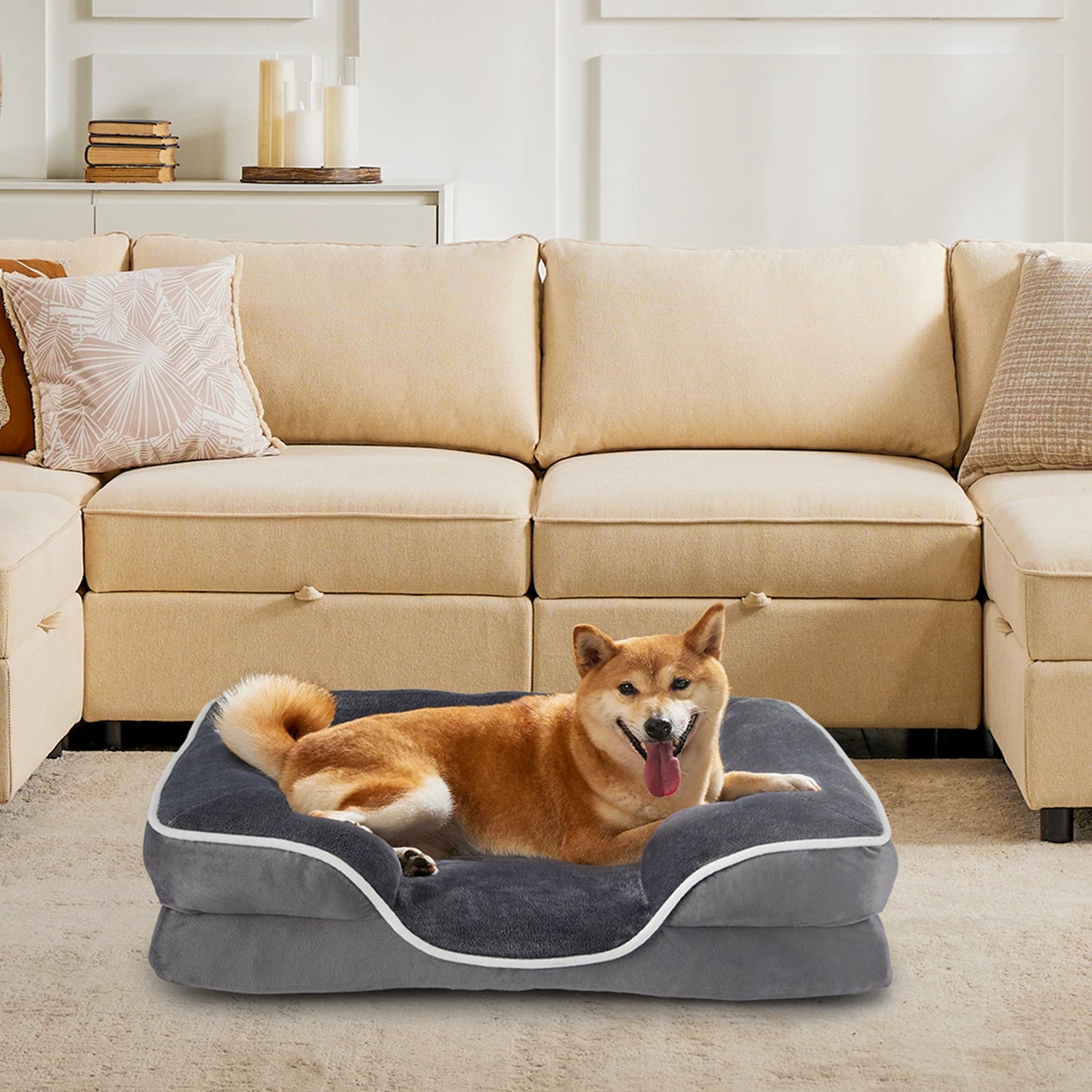 JHK Orthopedic Dog Bed Memory Foam Pet Bed for Small Dogs and Cats with Washable Cover Non Slip Base Waterproof Liner