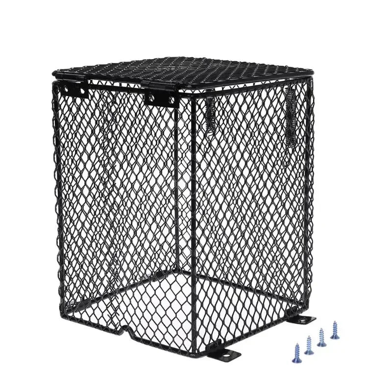 Reptile Heater Guard Heating Lamp Mesh Cover Anti Scald Lampshade Ceramic Light Bulb Protector Cylinder and Square Shaped