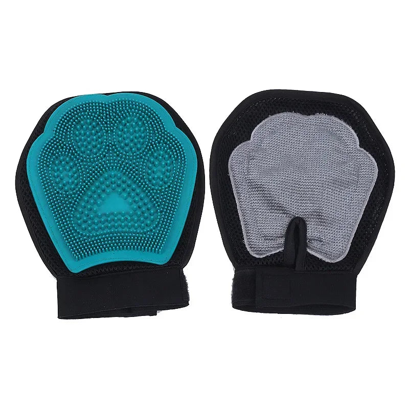 Dog Cat Hair Comb Cleaning Brush Dual Sided Massage Hair Removal Bath Glove Blue Pet Grooming Tool