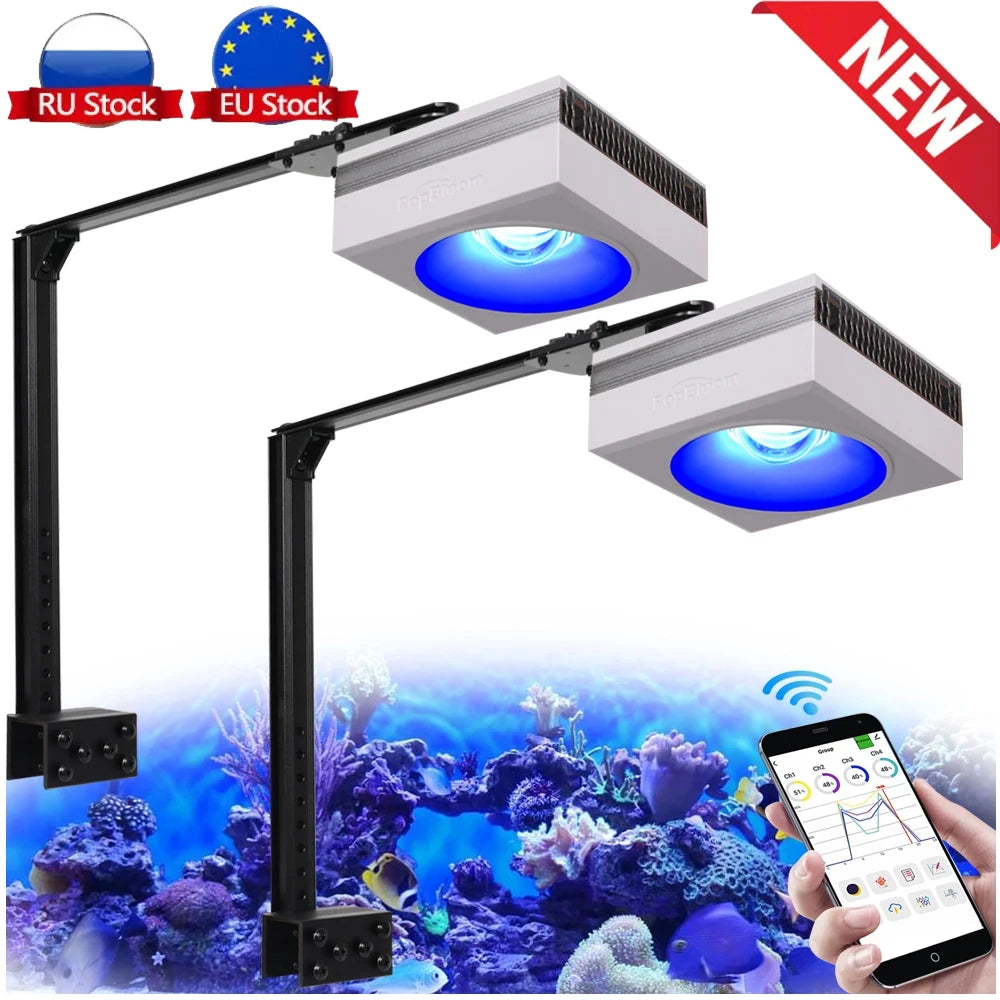 PopBloom RL90 WiFi Aquarium LED Lighting 100W Coral Reef Grow Light for Saltwater SPS LPS Marine Fish Tank