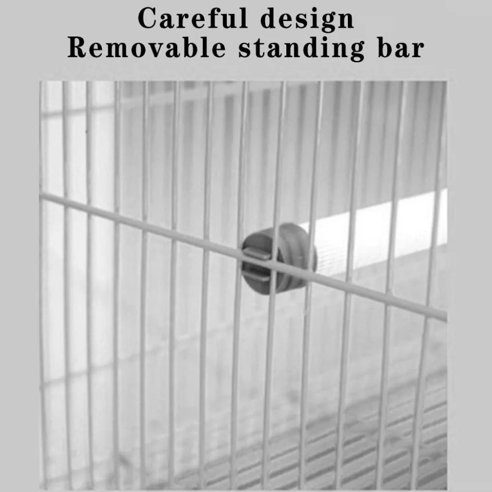 White Bird Cage Iron Wire Parrot Cage with Toy Ladder Drinking Fountain and Bird Nest 60 x 40 x 40 CM