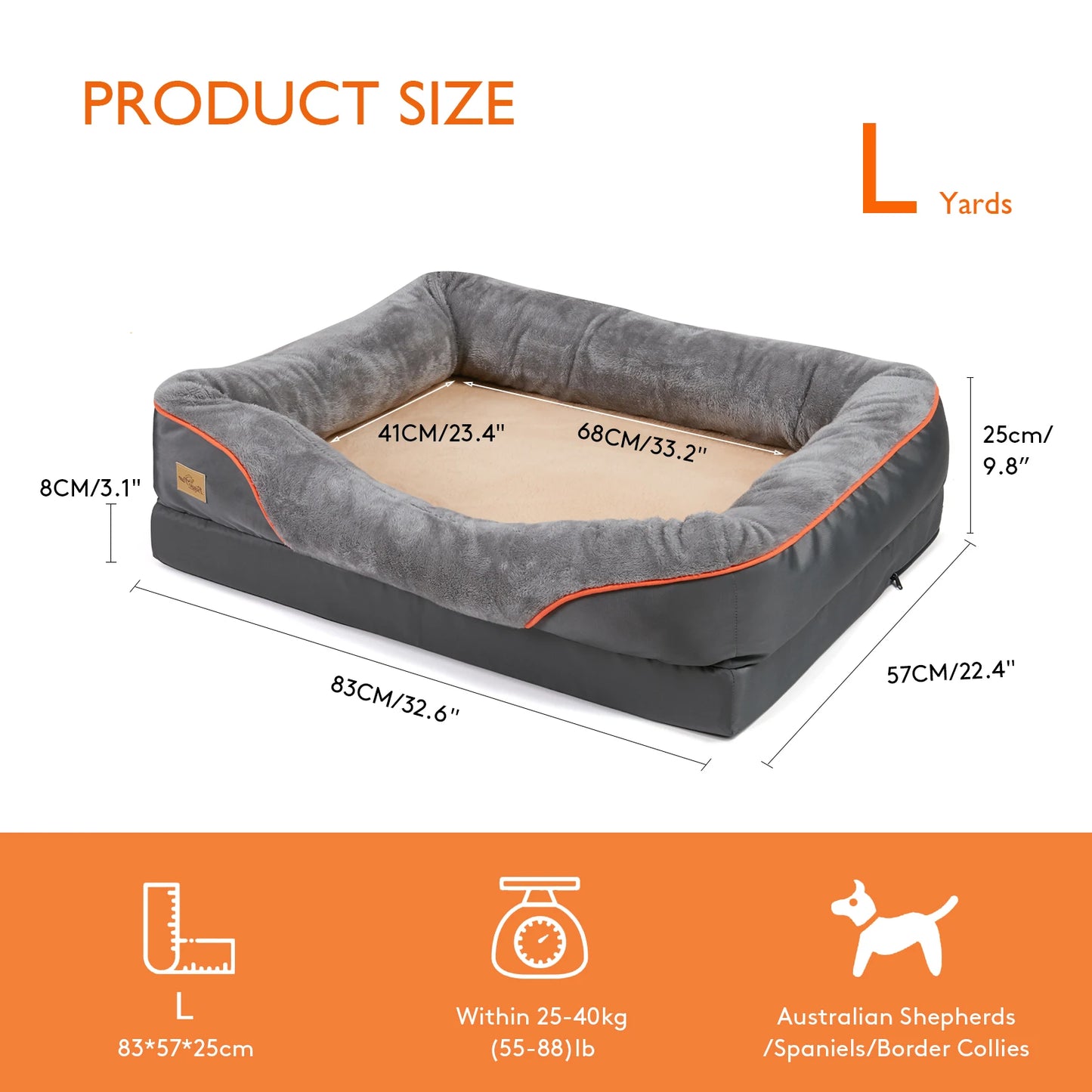 L XL 2XL 3XL Dog Bed Super Soft Orthopedic Foam Pet Bed