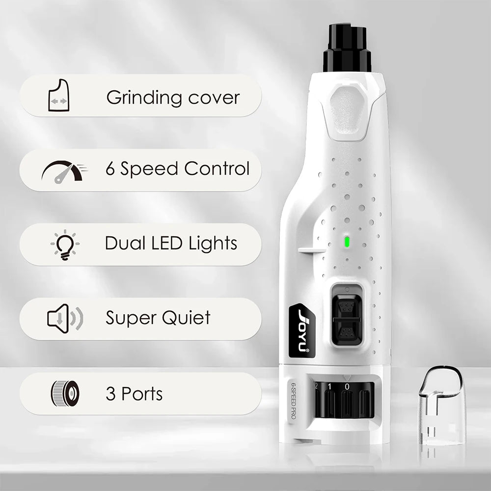 Dog Nail Grinder Dustproof with 2 LED Lights Super Quiet Powerful 6 Speed Nail Trimmer for Small Medium Large Dogs