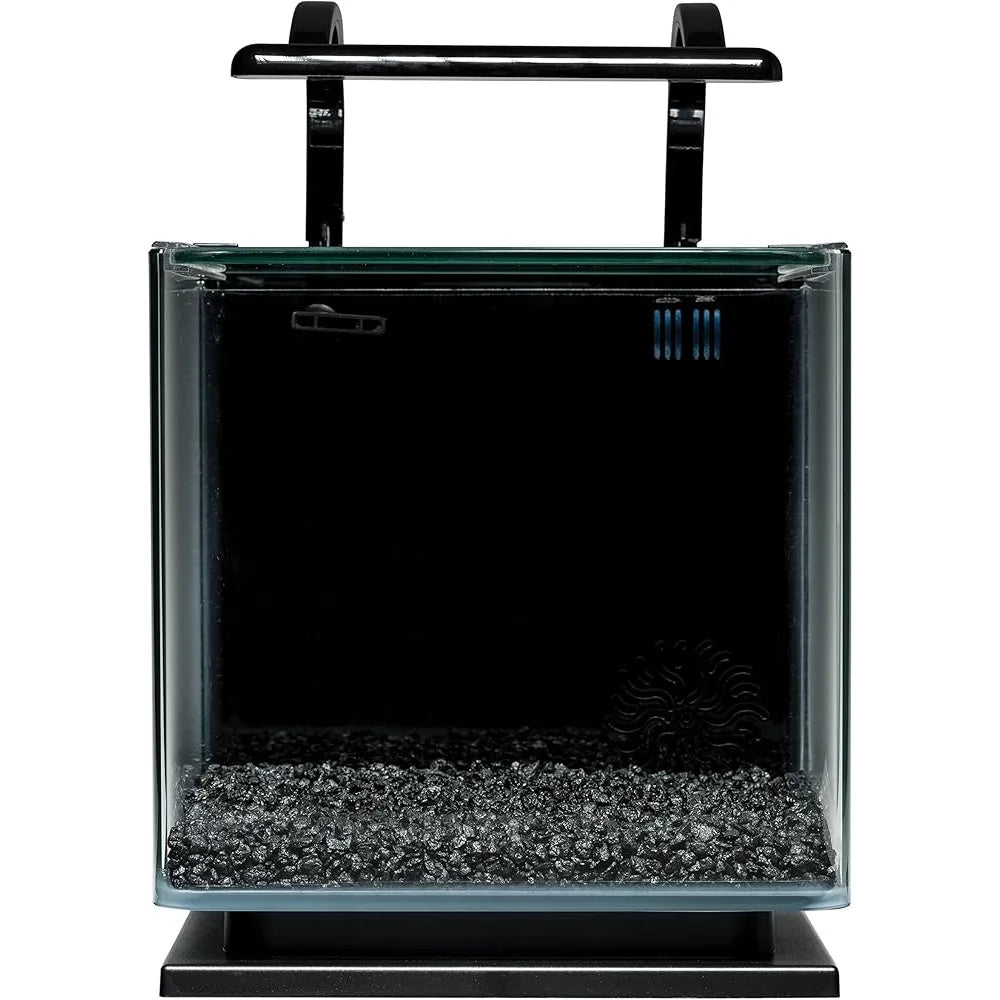 3 Gallon Contour Aquarium Kit with LED Lighting Sleek Rounded Glass Hidden Filter Easy Slide Canopy Ideal Aquatic Life