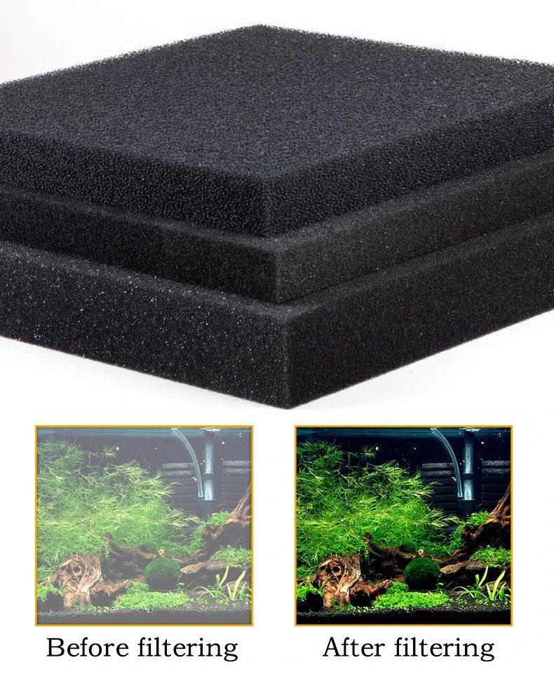 15 25 35 50ppi Aquarium Biochemical Cotton Filter Practical Aquarium Pond Foam Sponge Filter Black Multi-size Aquarium Supplies