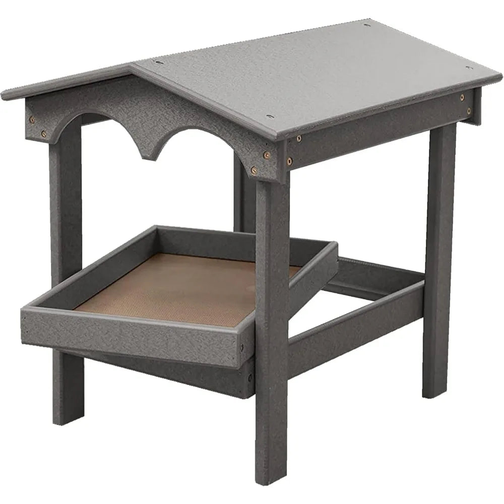 Recycled Plastic Large Raised Platform Covered Ground Fly Through Bird Feeder with Removable Seed Tray for Outdoors USA