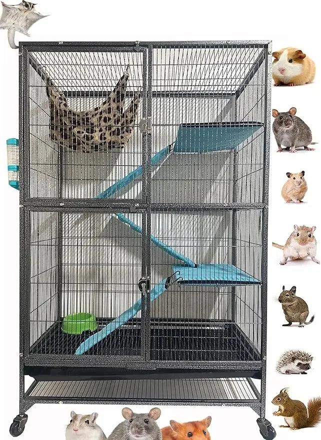 XL Small Animal Cage Two Story Chew Proof Bar Spacing Tray