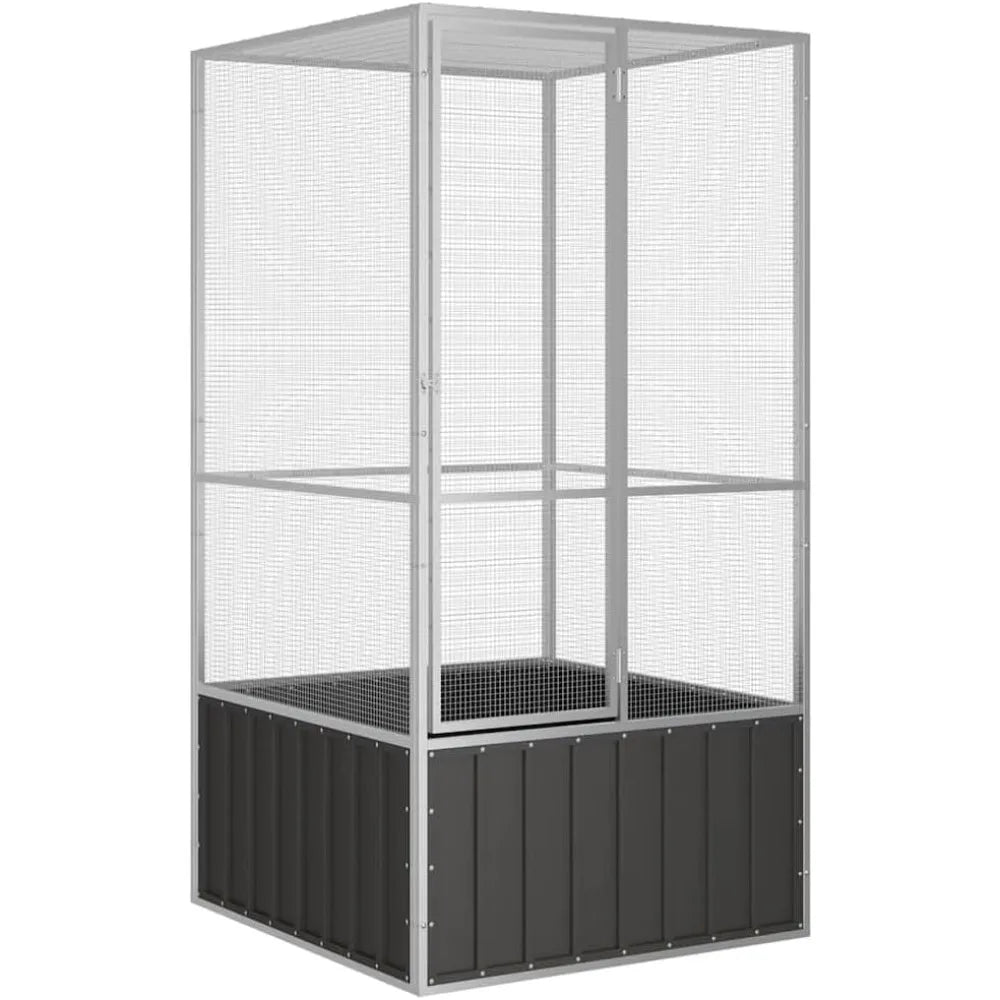 Large Bird Cage with Galvanized Steel Construction for Indoor Use, Secure and Ventilated Aviary in Anthracite Color