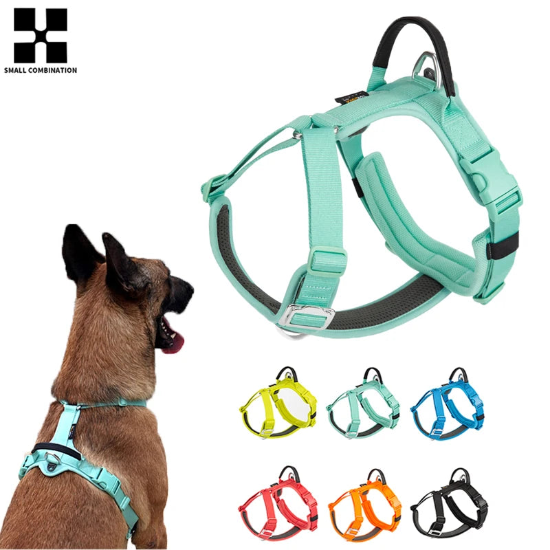 Small Combination No Pull Dog Harness Adjustable Nylon Reflective Vest for Comfortable Control Walking and Running Accessories