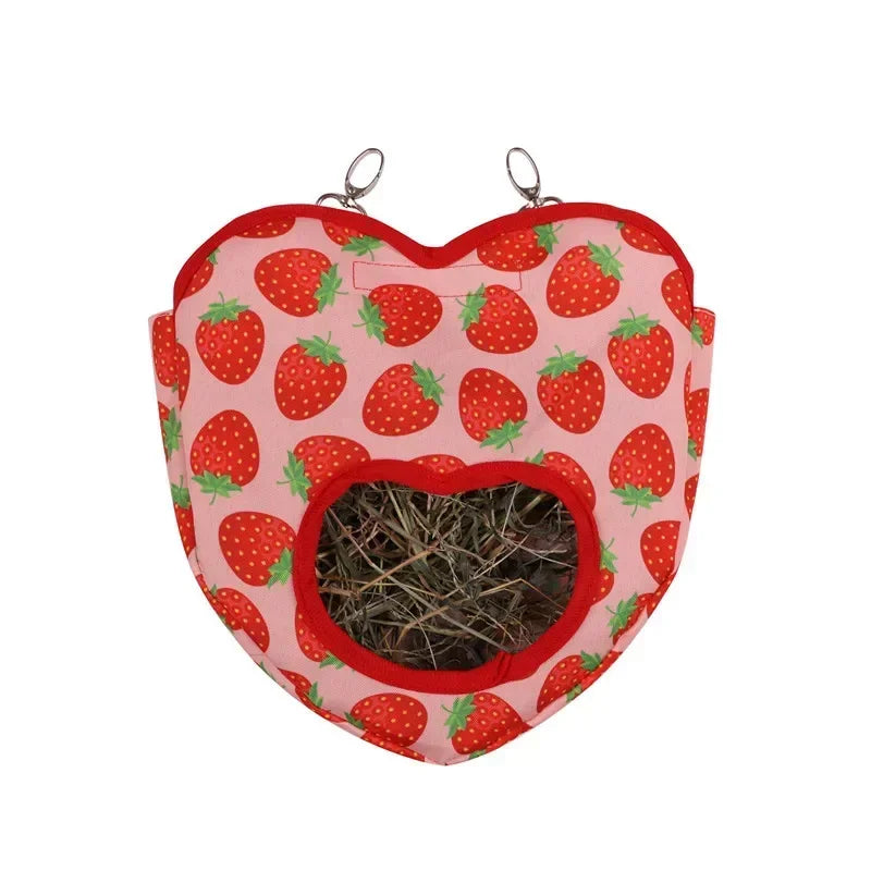 Guinea Pig Hay Feeder with Hooks Hanging Rabbit Grass Feeding Bag for Small Pets Bunny Hamster Feeding Dispenser Container
