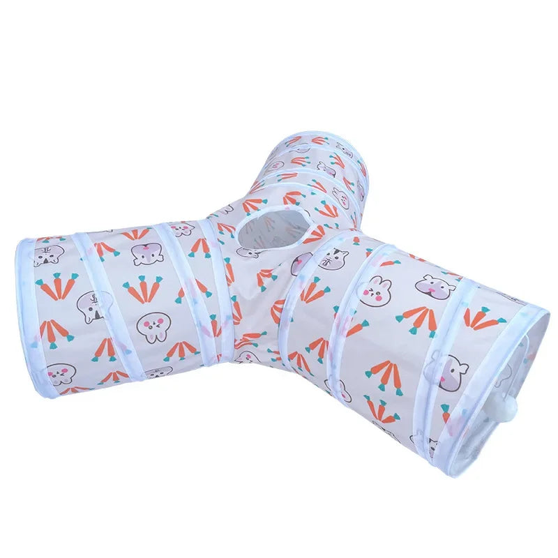 Tunnels Hideout Guinea Pet Foldable Three/Two-channel Pigs Supplies Toys Tubes for Small Animal T/Y-shaped Bunny Rabbits Tunnel