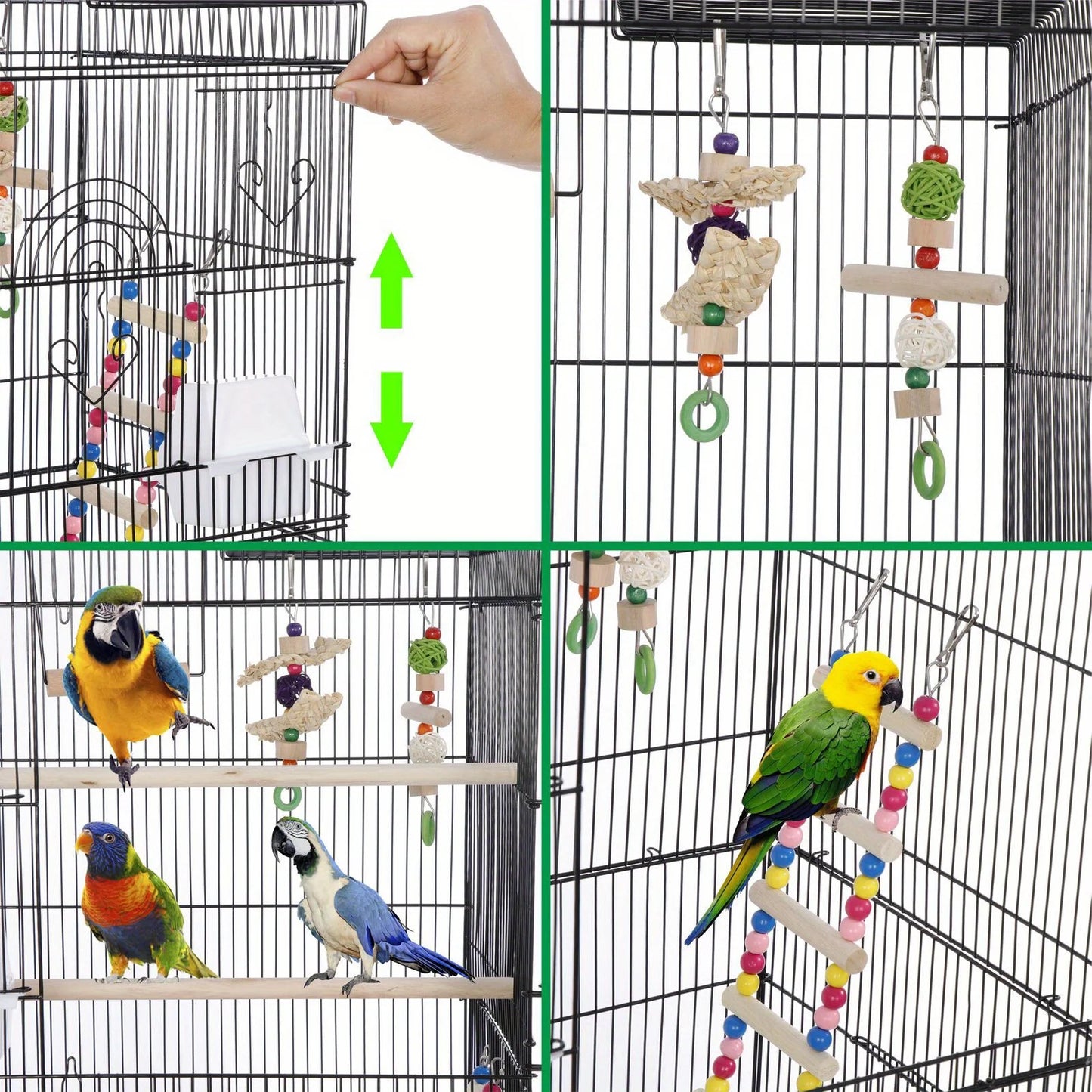 39 Inch Roof Top Large Bird Cage Flight Parrot Cockatiel Parakeet Cage with Toys