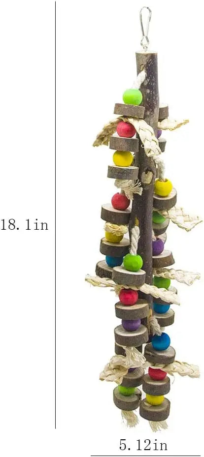 Natural Wooden Bird Chew Toy for Parrots to Reduce Biting