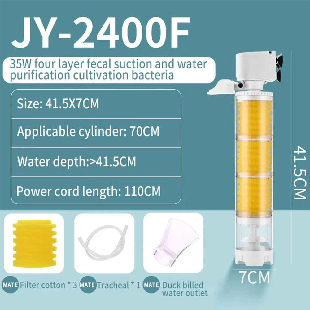 Tank Filter Ultra Quiet Fish Tank Filtration Pump Add Oxygen 3 in 1 Multifunction Internal Aquarium Filter Pump Accessories