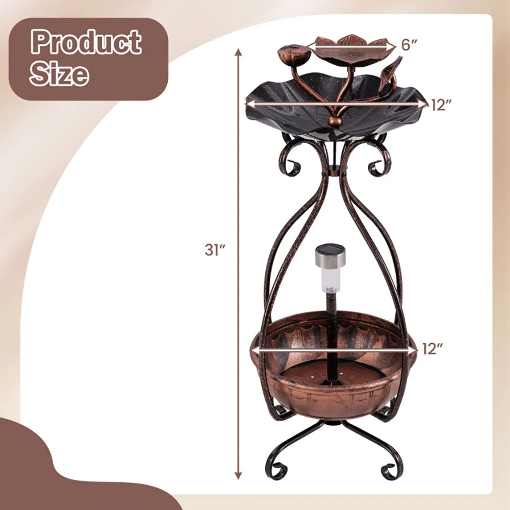 1 Pc Solar Outdoor Bird Bath Feeder Combo with Planter