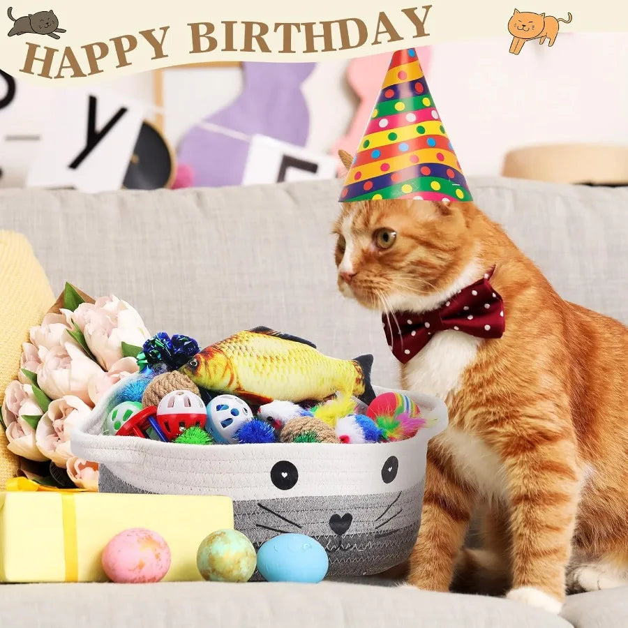58 Piece Cat Toys Set Colorful Flashing Balls Crinkle Bells