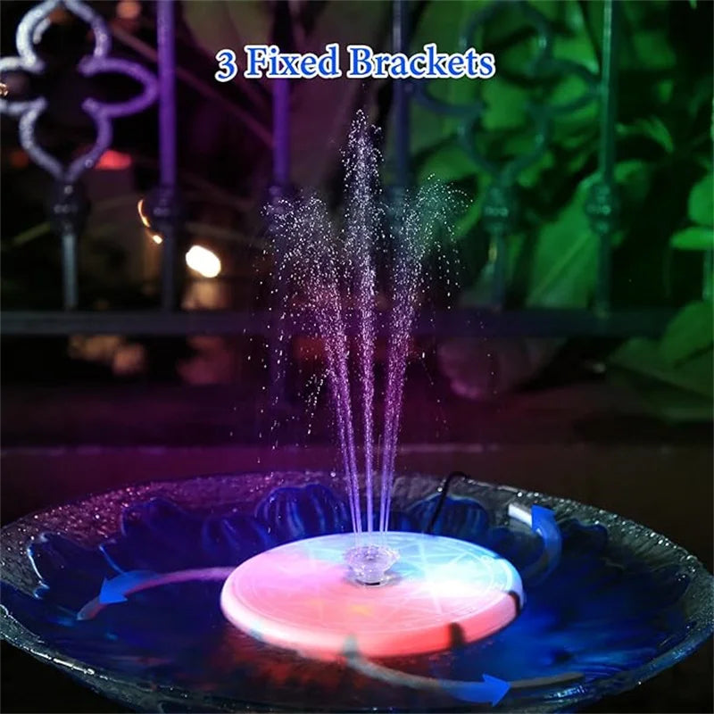 USB LED Water Fountain Pump, Remote Control Floating Pond Fountain with Colorful Led & 3 Etractable Brackets for Bird Bath, Pon