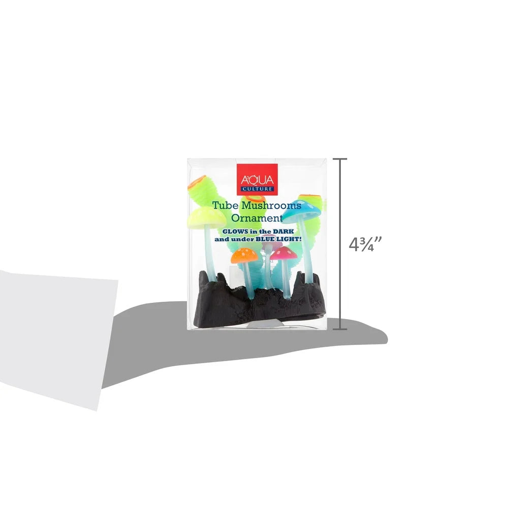 Glow In The Dark Tube Mushroom Aquarium Ornament Flexible Silicone Decoration With Suction Cup Base For Freshwater And Saltwater Tanks