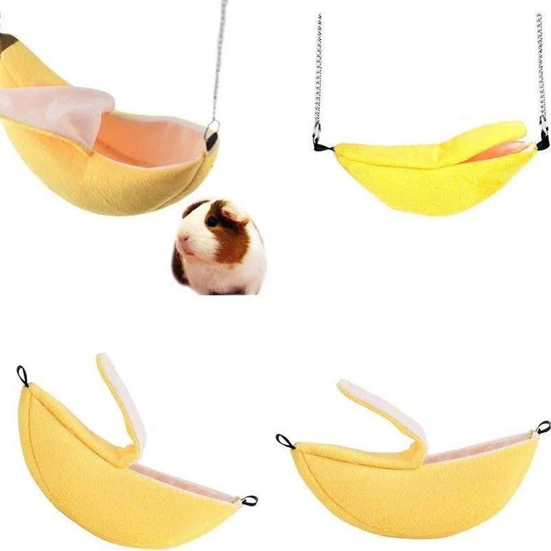 Banana Shaped Hamster Bed House Hammock For Small Pets Warm Fleece Nest Sugar Glider Mouse Squirrel Bird Cage Accessory