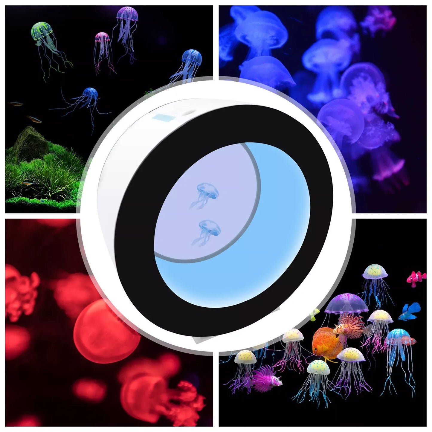 Round Fish Tank Desktop Jellyfish Aquarium Intelligent Filtration Remote Control Night Light 18L