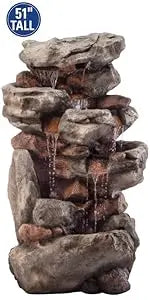 Outdoor Floor Rustic 2-Tiered Barrel and Pump Water Fountain, Old-Fashioned Fountain, 27", Bronze