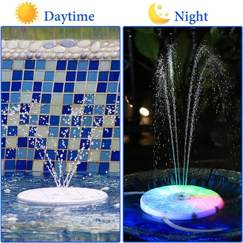 USB LED Water Fountain Pump, Remote Control Floating Pond Fountain with Colorful Led & 3 Etractable Brackets for Bird Bath, Pon