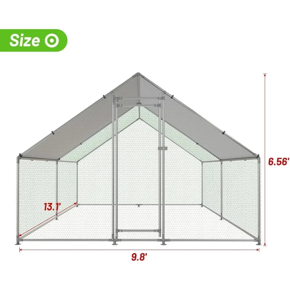 Large Metal Chicken Coop Walk In Poultry Cage with Water Resistant and Anti UV Cover for Ducks Rabbits and Cats Outdoor