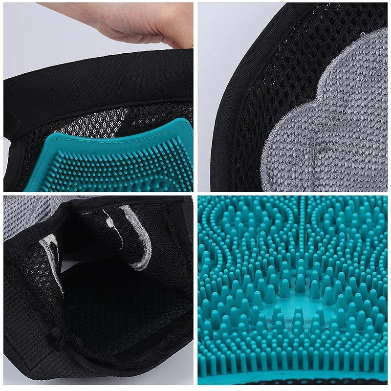 Dog Cat Hair Comb Cleaning Brush Dual Sided Massage Hair Removal Bath Glove Blue Pet Grooming Tool