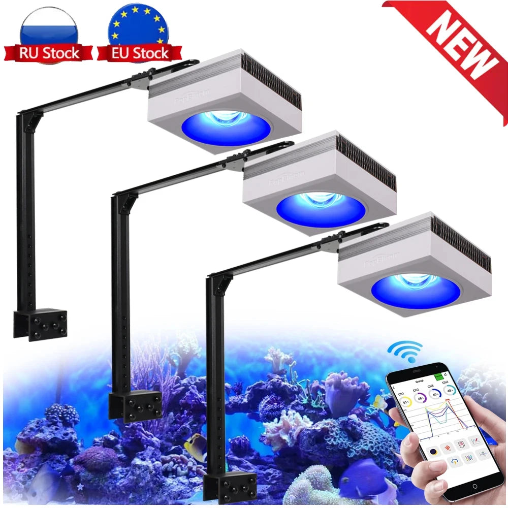 PopBloom RL90 WiFi Aquarium LED Lighting 100W Coral Reef Grow Light for Saltwater SPS LPS Marine Fish Tank