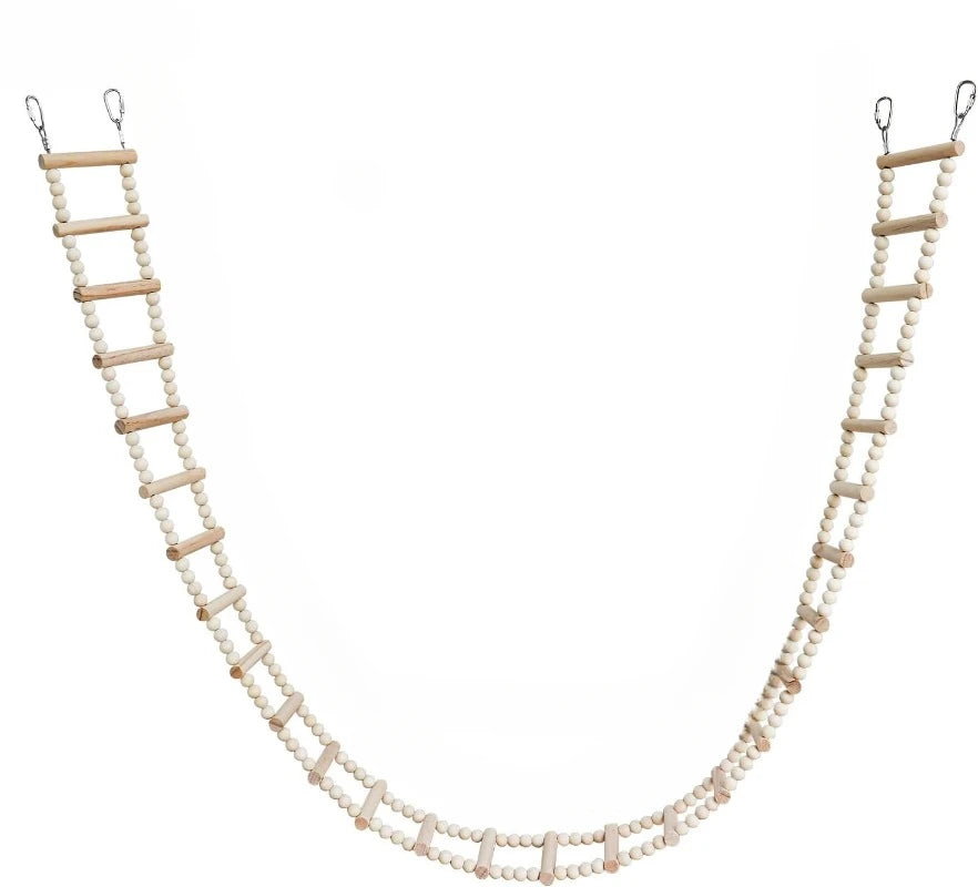 Wooden Bird And Hamster Ladder Bridge 28 Step Climbing Toy For Parrots Rats Squirrels Parakeets