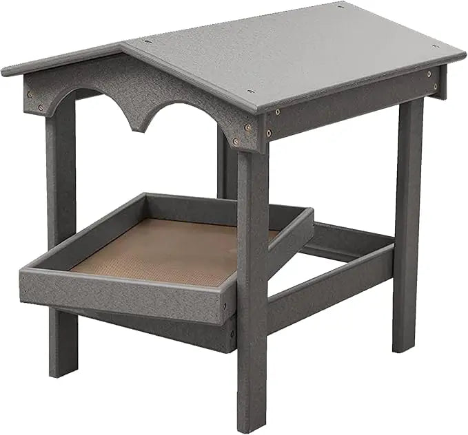Recycled Plastic Large Raised Platform Covered Ground Fly Through Bird Feeder with Removable Seed Tray for Outdoors USA