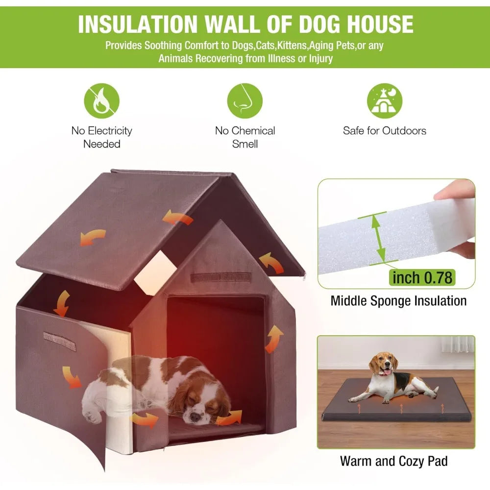 Outdoor Dog House 100 Percent Insulated Dog Kennel with Liner for Winter Thick Material Metal Frame Waterproof