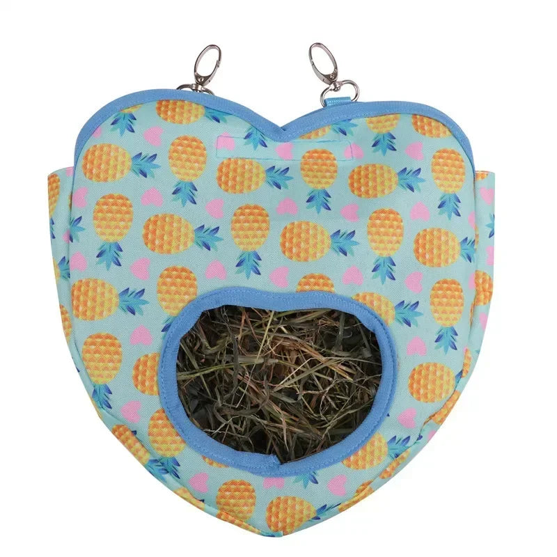 Guinea Pig Hay Feeder with Hooks Hanging Rabbit Grass Feeding Bag for Small Pets Bunny Hamster Feeding Dispenser Container