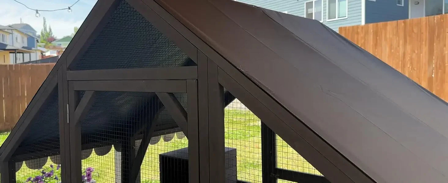 Cat Enclosure Outdoor Cat Catio Large Cat Run with Bridges, Walks, Small Houses, Roof Cover 28.27ft cat cage cat house