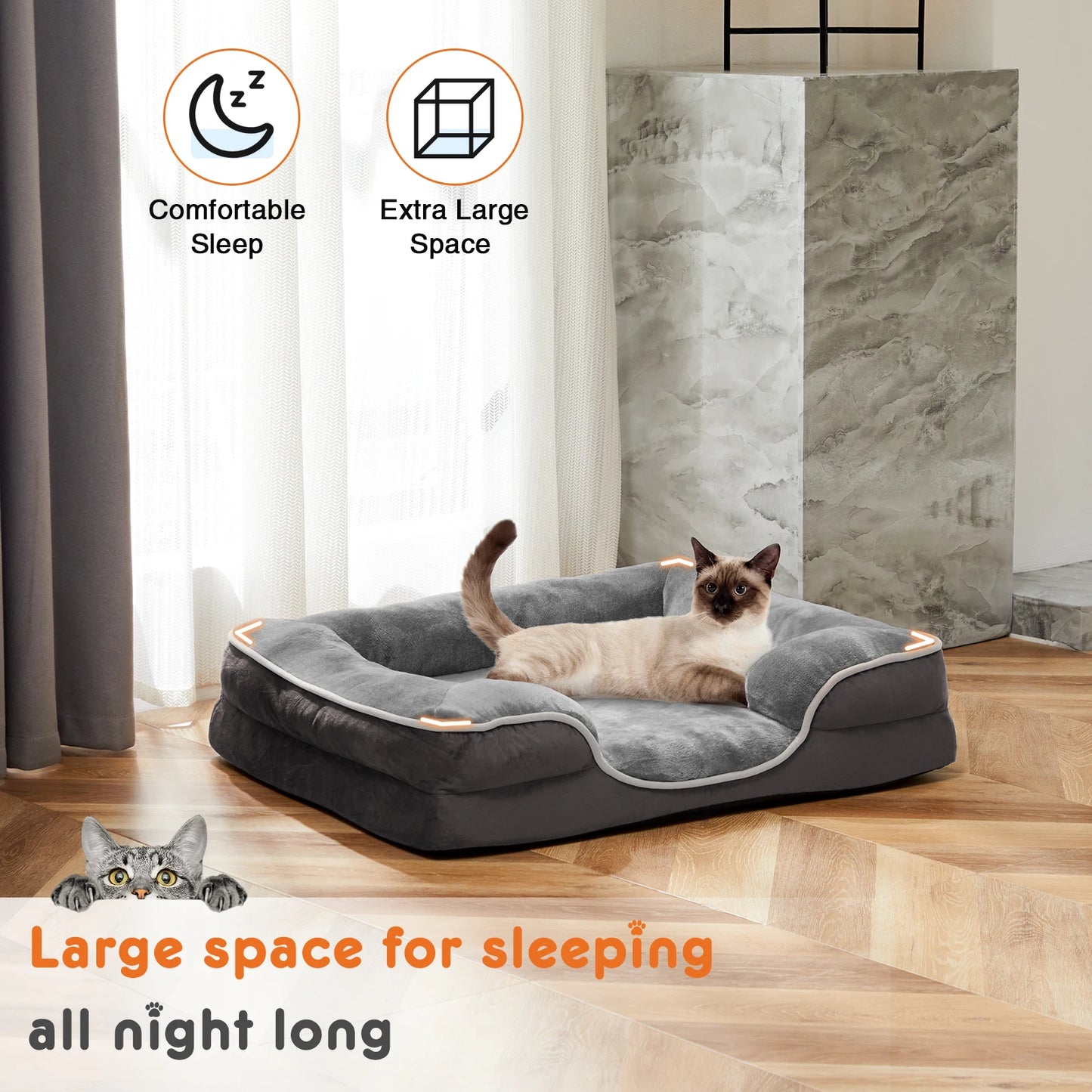 JHK Orthopedic Dog Bed Memory Foam Pet Bed for Small Dogs and Cats with Washable Cover Non Slip Base Waterproof Liner