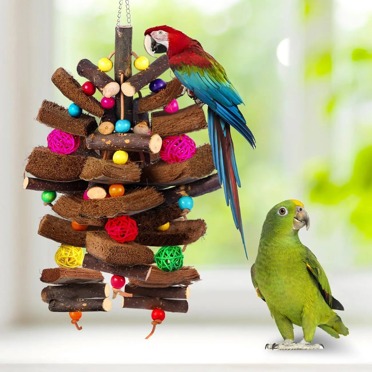 Natural Coconut Shell Bird Toys for Small Medium Birds