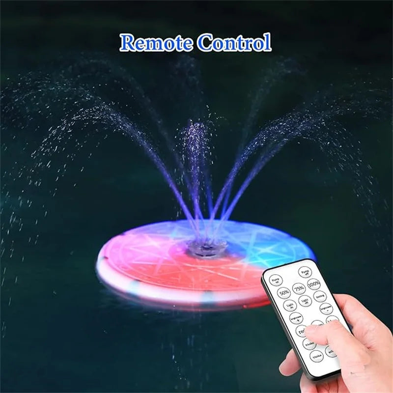 USB LED Water Fountain Pump, Remote Control Floating Pond Fountain with Colorful Led & 3 Etractable Brackets for Bird Bath, Pon