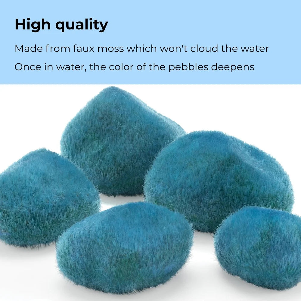 Blue Moss Pebbles Aquarium Decor Freshwater Saltwater
